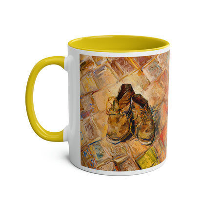 Van Gogh's Shoes (1888) - Original Fine Art Print Two-Tone Coffee Mugs, 11oz