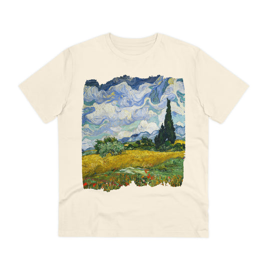 Van Gogh's Wheat Field with Cypresses (1889) - Original Fine Art Print Organic Cotton T-Shirt Unisex