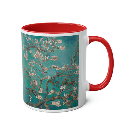 Van Gogh's Almond blossom (1890) - Turqoise Fine Art Print Two-Tone Coffee Mugs, 11oz