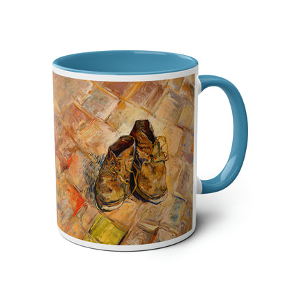 Van Gogh's Shoes (1888) - Original Fine Art Print Two-Tone Coffee Mugs, 11oz