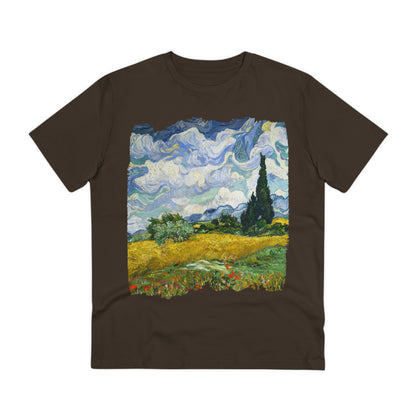 Van Gogh's Wheat Field with Cypresses (1889) - Original Fine Art Print Organic Cotton T-Shirt Unisex