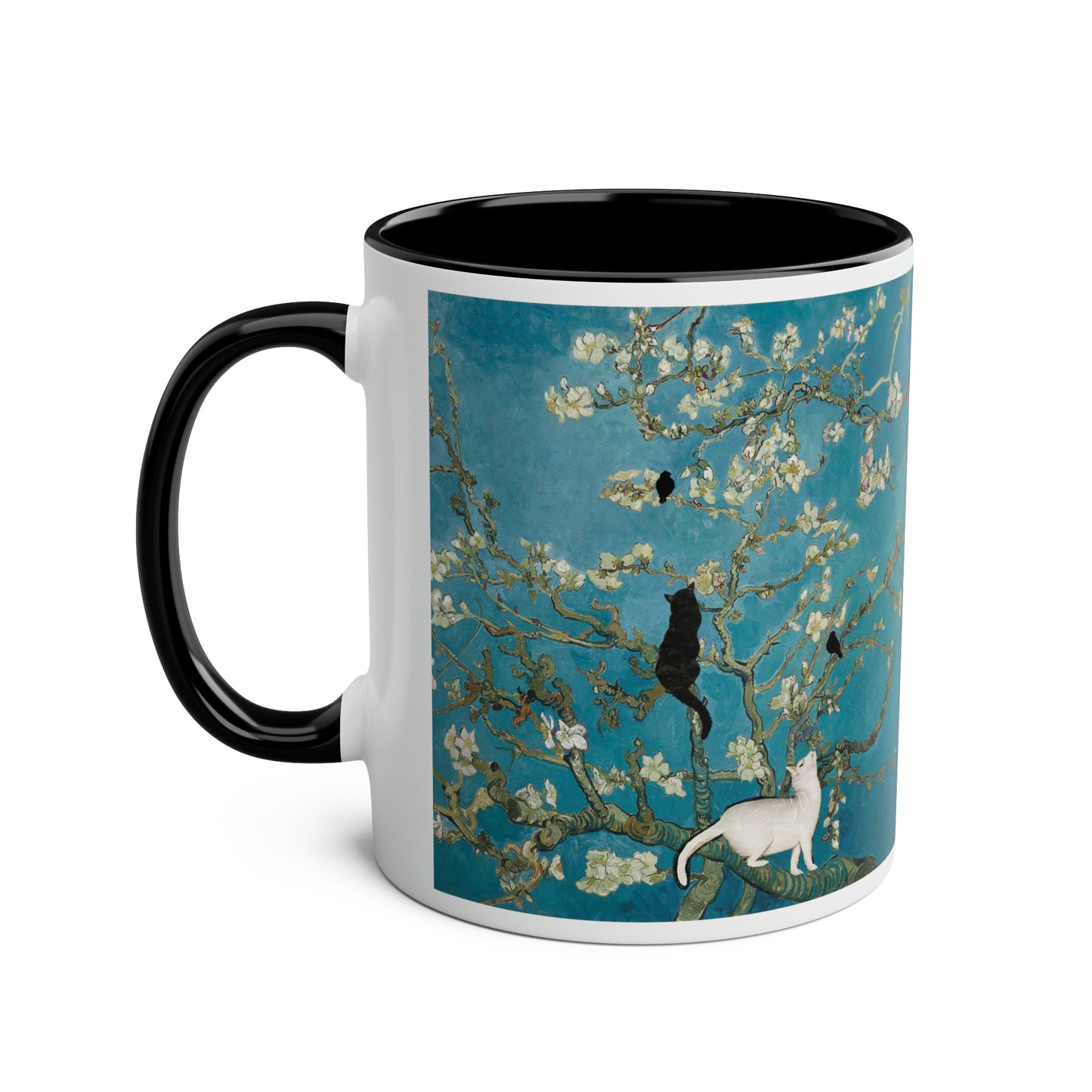 Van Gogh's Almond blossom (1890) - Cats Fine Art Print Two-Tone Coffee Mugs, 11oz