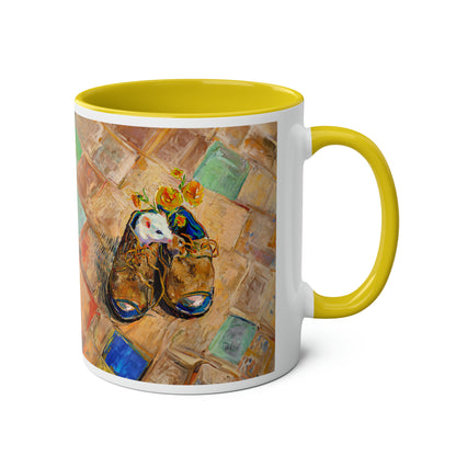 Van Gogh's Shoes (1888) - Mouse in the shoe Fine Art Print Two-Tone Coffee Mugs, 11oz