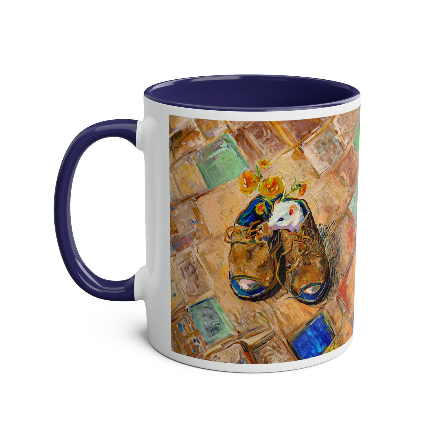 Van Gogh's Shoes (1888) - Mouse in the shoe Fine Art Print Two-Tone Coffee Mugs, 11oz