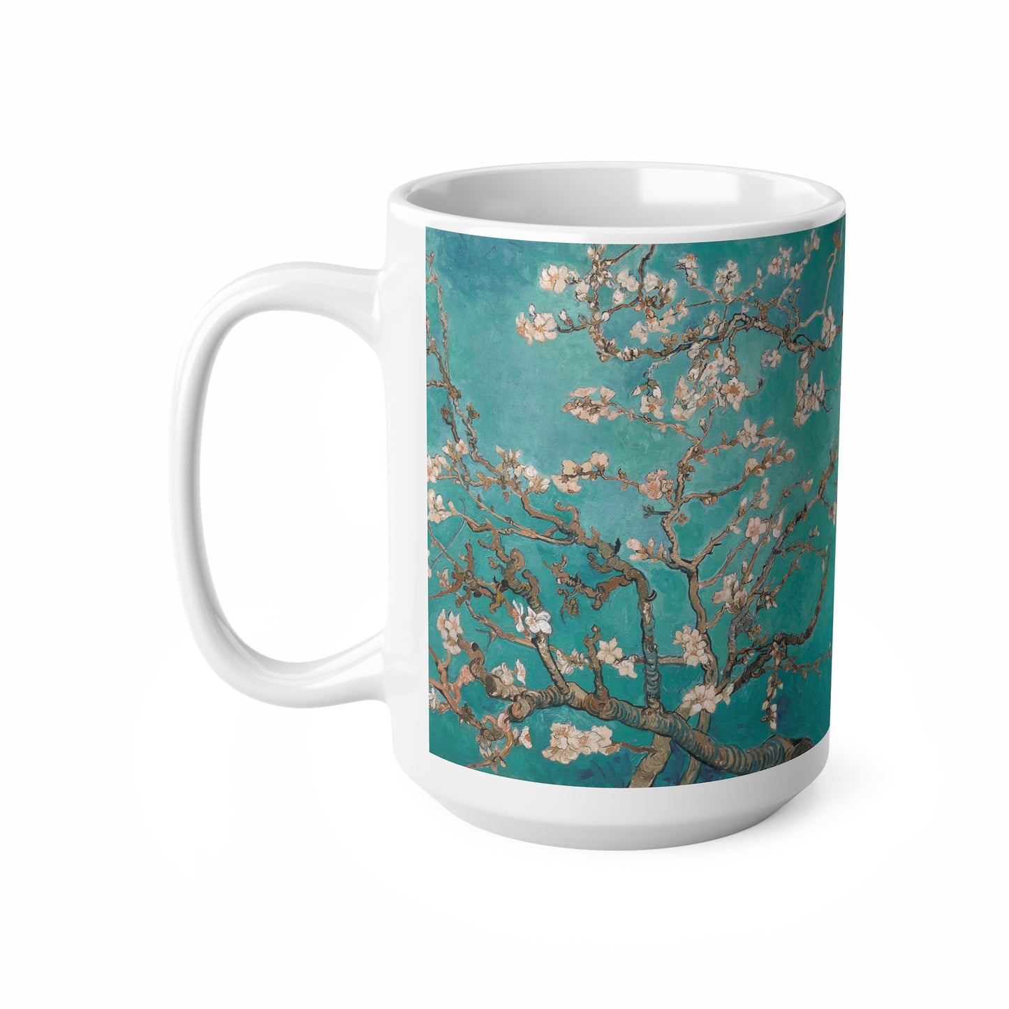 Van Gogh's Almond blossom (1890) - Turqoise Fine Art Print Ceramic Coffee Mugs, 11oz, 15oz