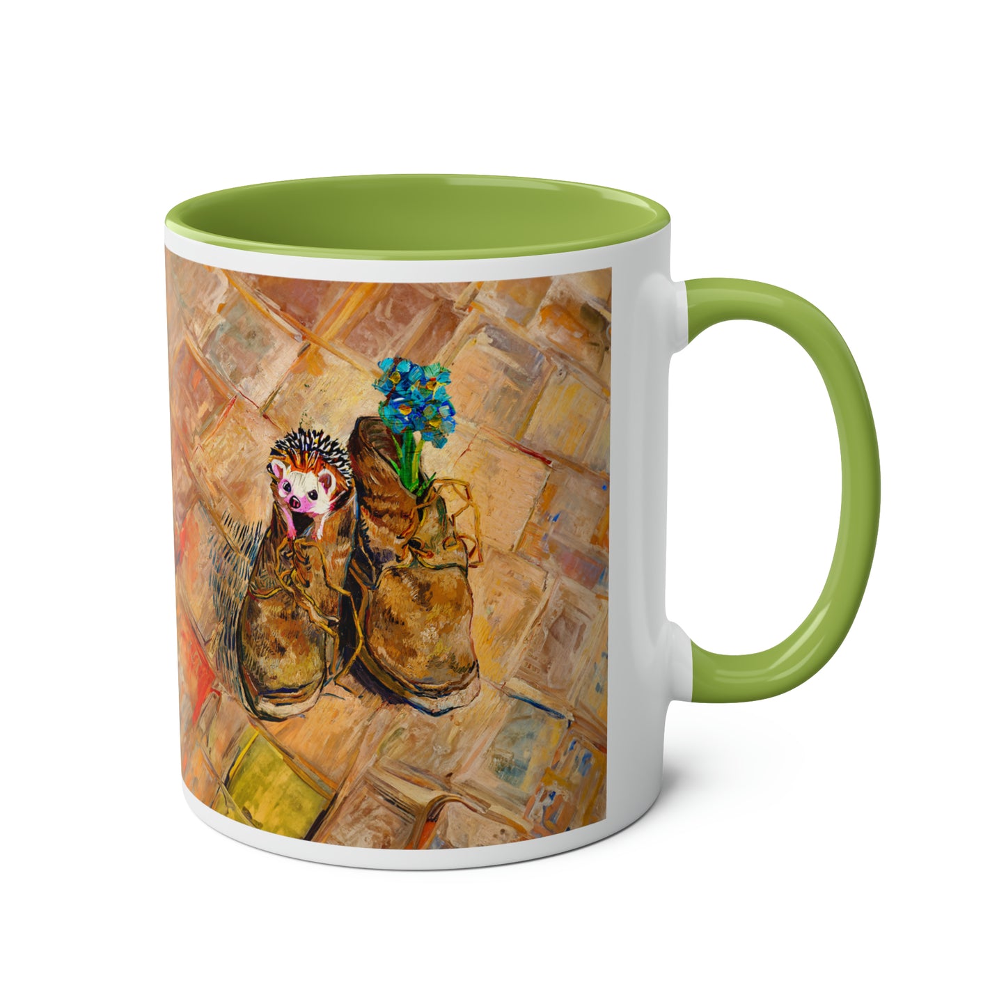 Van Gogh's Shoes (1888) - Hedgehog Fine Art Print Two-Tone Coffee Mugs, 11oz