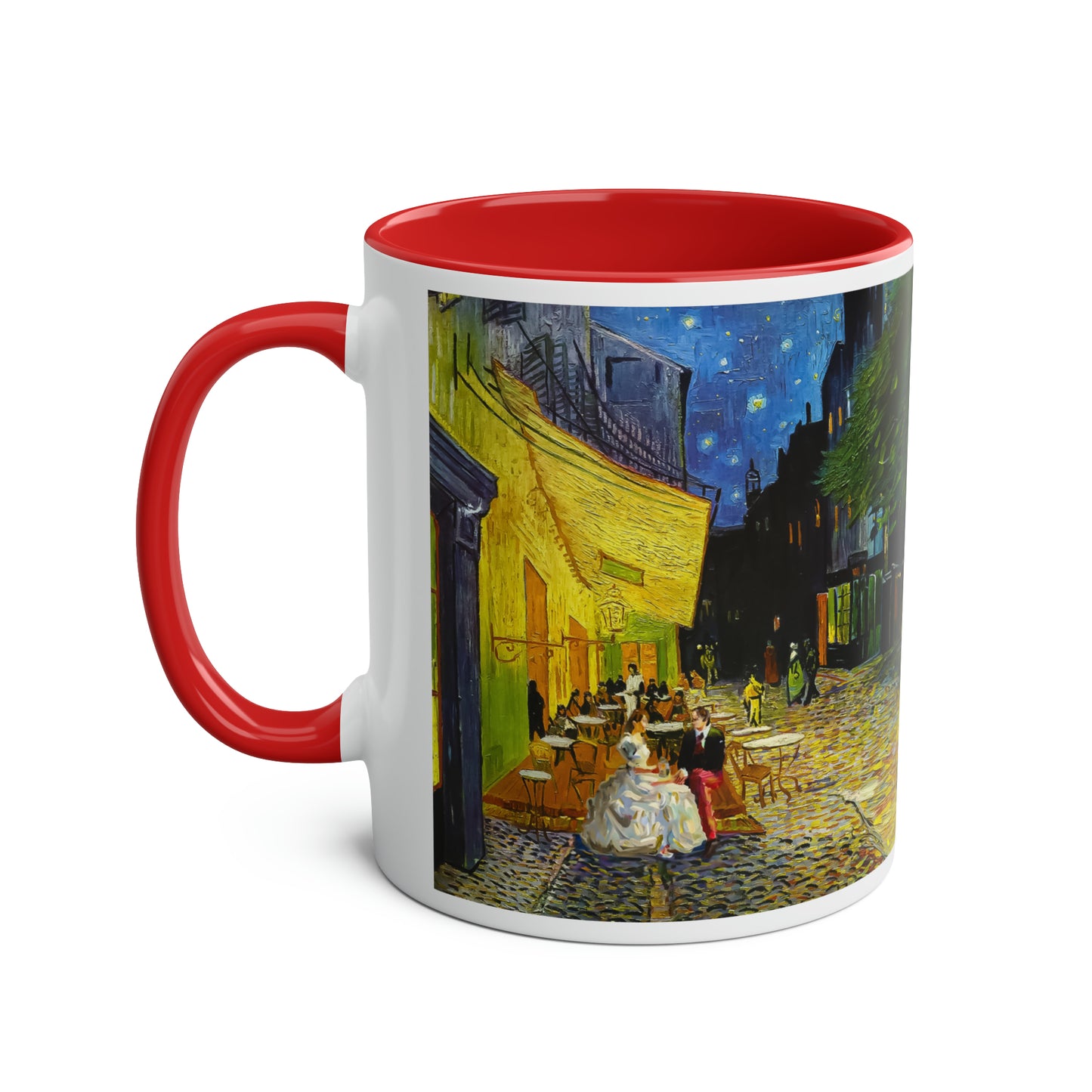 Van Gogh's Café Terrace at Night (1888) - Couple Two-Tone Coffee Mugs, 11oz