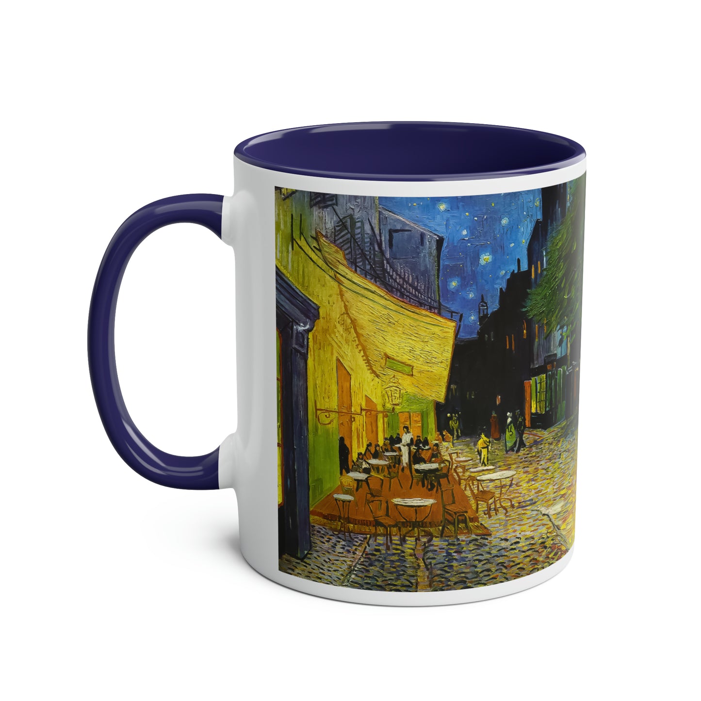 Van Gogh's Café Terrace at Night (1888) - Original Fine Art Print Two-Tone Coffee Mugs, 11oz