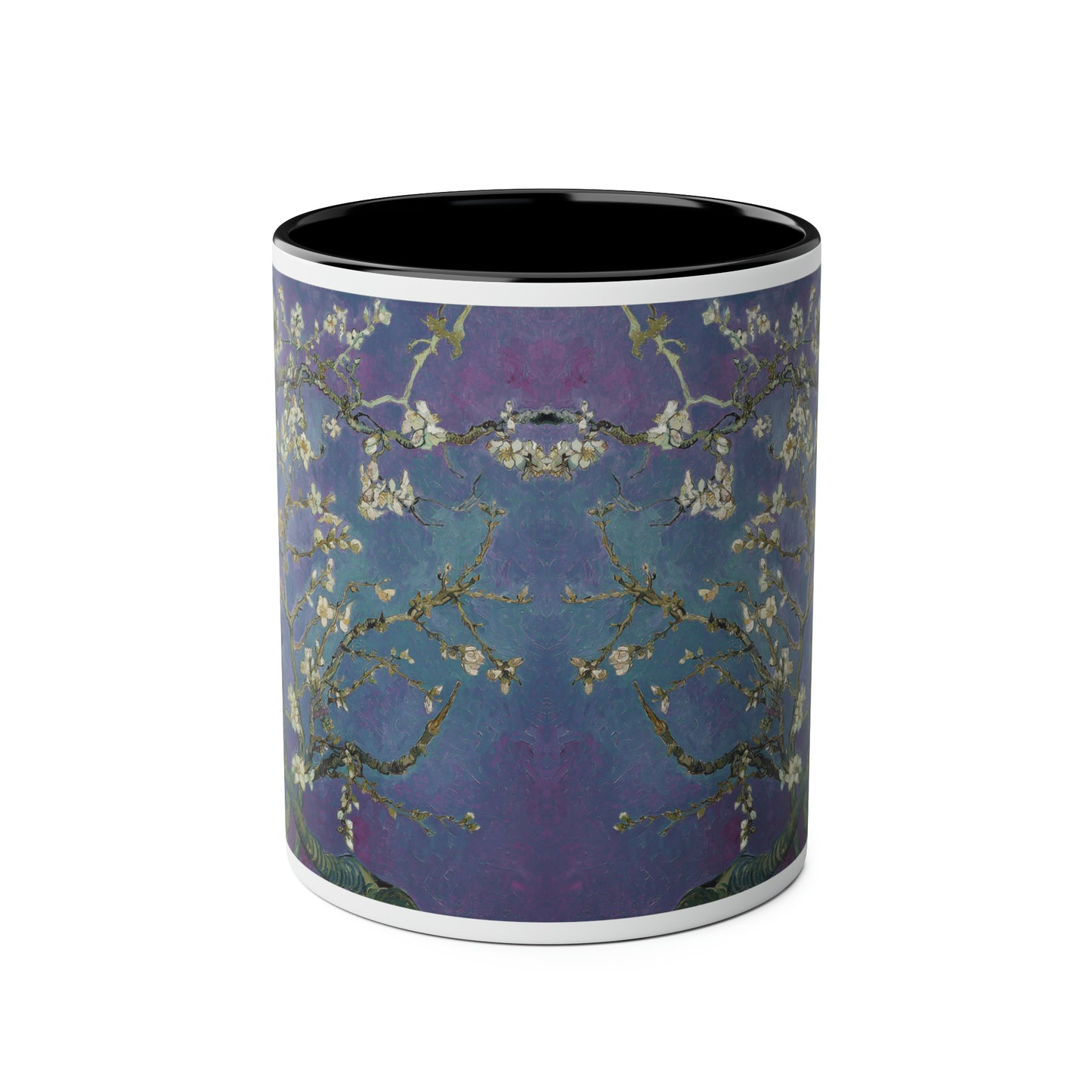 Van Gogh's Almond blossom (1890) - Purple Fine Art Print Two-Tone Coffee Mugs, 11oz