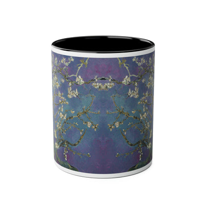 Van Gogh's Almond blossom (1890) - Purple Fine Art Print Two-Tone Coffee Mugs, 11oz