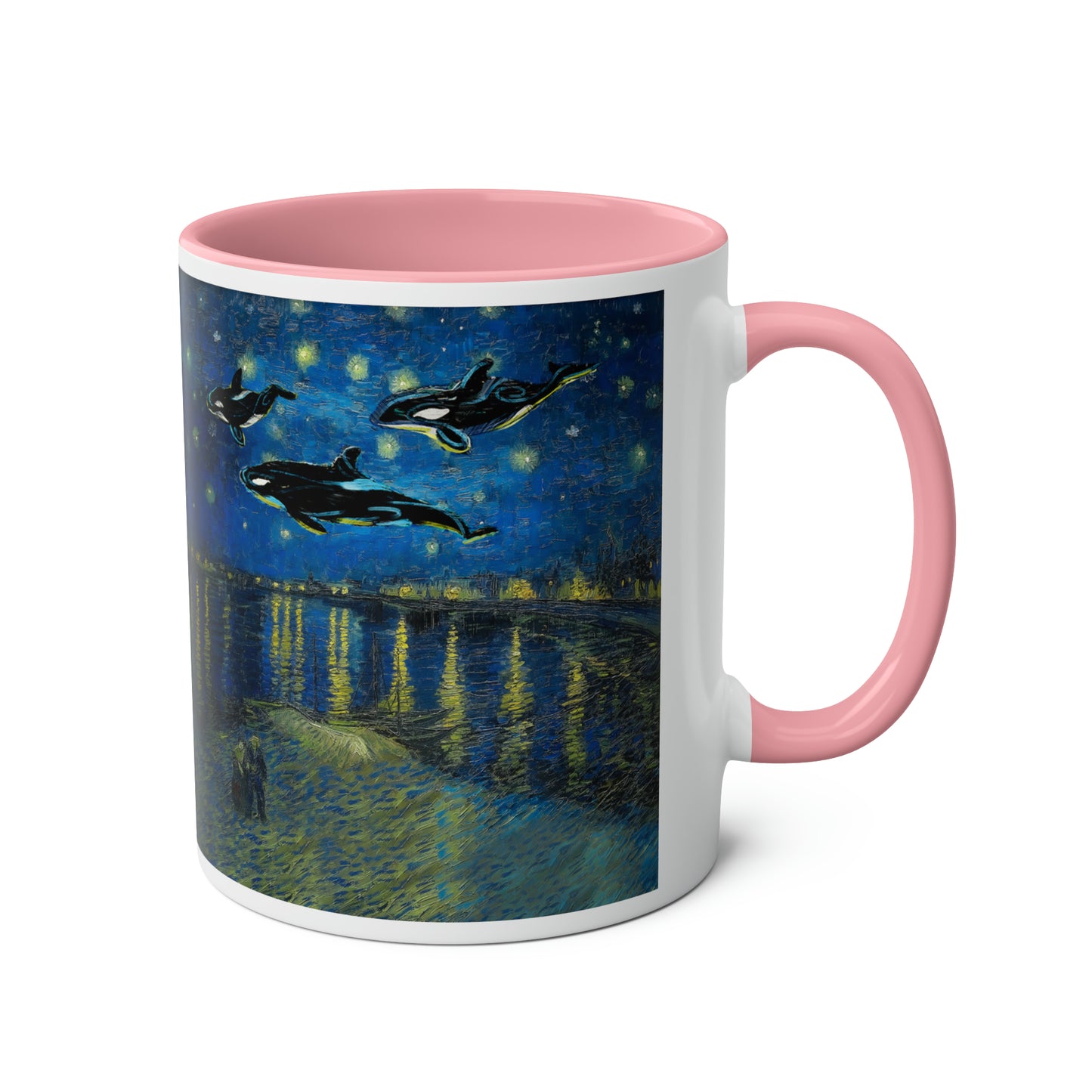 Van Gogh's Starry Night Over the Rhone (1888) - Dreams Fine Art Print Two-Tone Coffee Mugs, 11oz