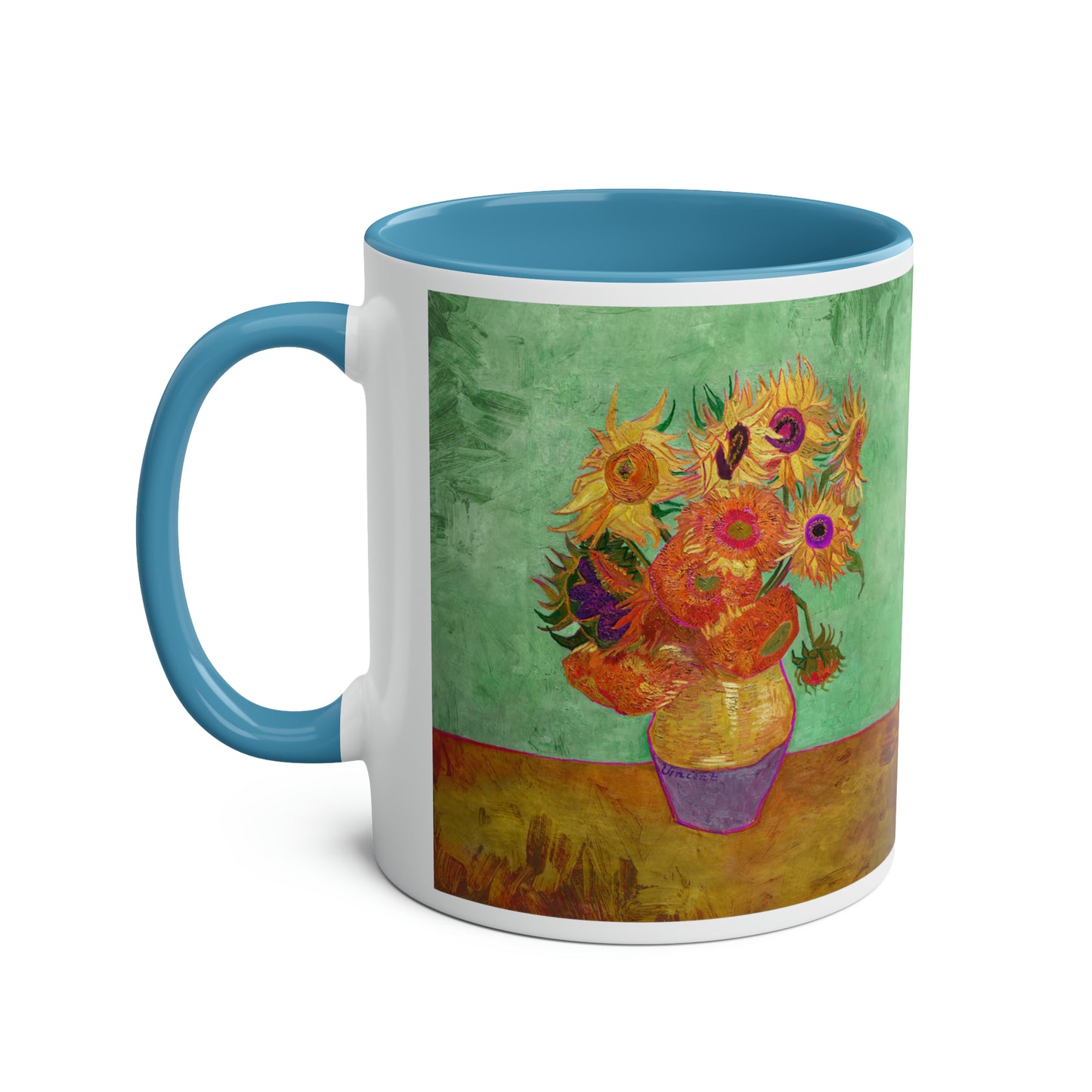 Van Gogh's Vase with Twelve Sunflowers (1888–1889) - Summer Fine Art Print Two-Tone Coffee Mugs, 11oz