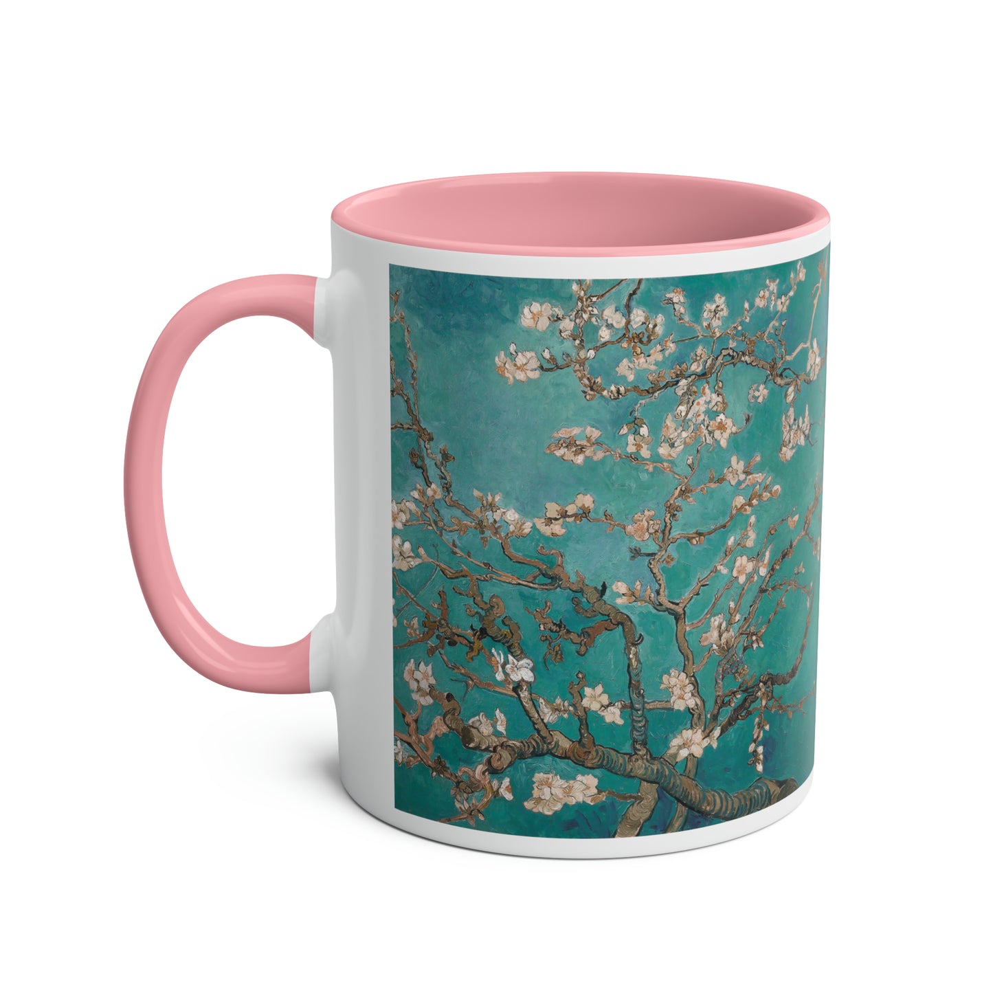 Van Gogh's Almond blossom (1890) - Turqoise Fine Art Print Two-Tone Coffee Mugs, 11oz