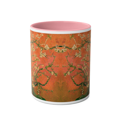 Van Gogh's Almond blossom (1890) - Orange Fine Art Print Two-Tone Coffee Mugs, 11oz