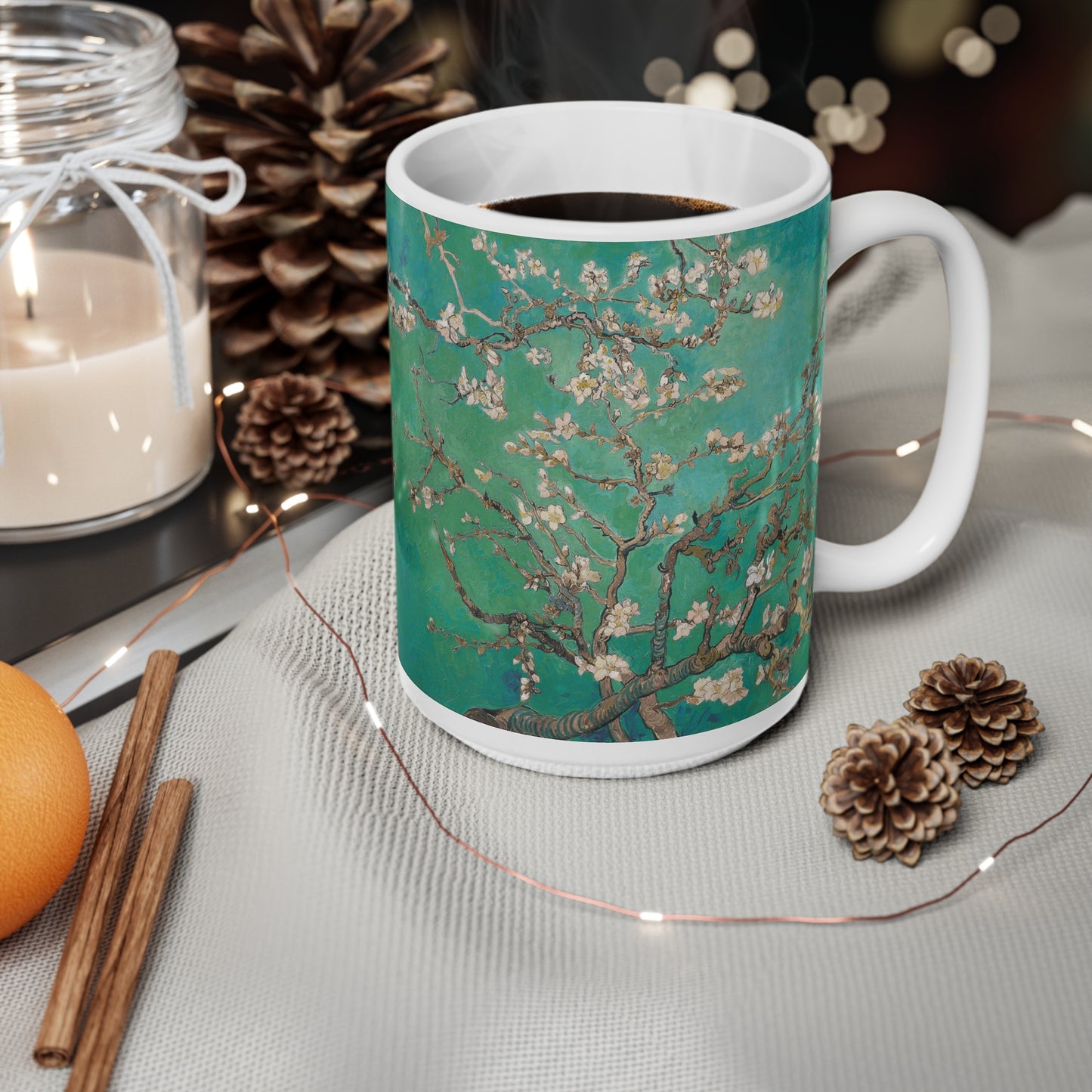 Van Gogh's Almond blossom (1890) - Green Fine Art Print Ceramic Coffee Mugs, 11oz, 15oz