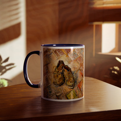 Van Gogh's Shoes (1888) - Original Fine Art Print Two-Tone Coffee Mugs, 11oz