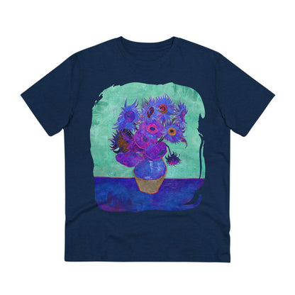 Van Gogh's Vase with Twelve Sunflowers (1888–1889) - Pop art purple Fine Art Print Organic Cotton T-Shirt Unisex