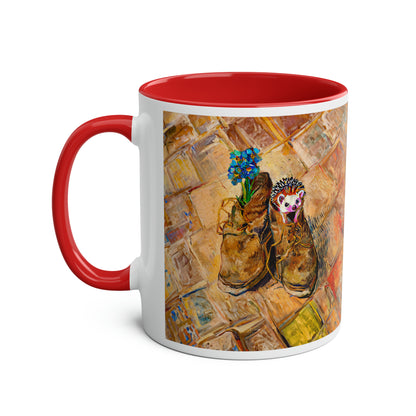 Van Gogh's Shoes (1888) - Hedgehog Fine Art Print Two-Tone Coffee Mugs, 11oz