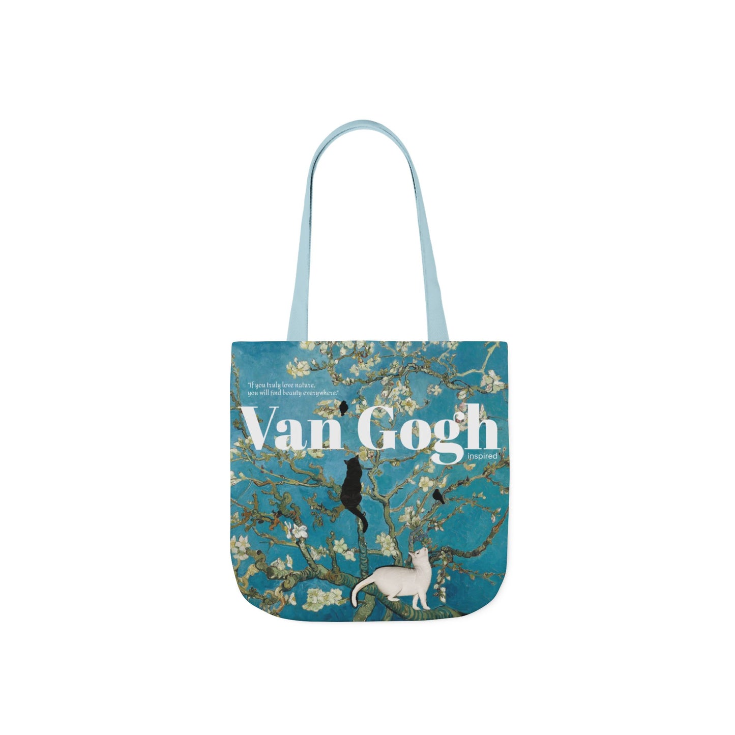Vincent Vang Gogh Cherry Blossom - Cats - Canvas Tote Bag, 5-Color Straps