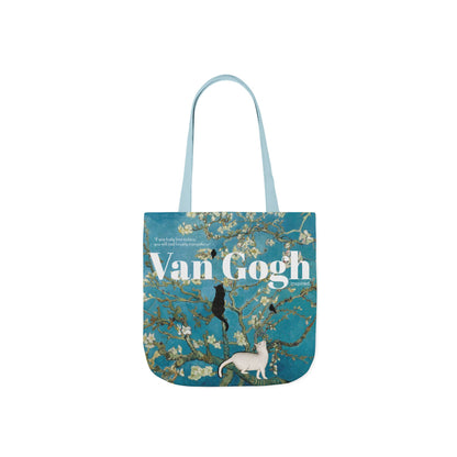 Vincent Vang Gogh Cherry Blossom - Cats - Canvas Tote Bag, 5-Color Straps