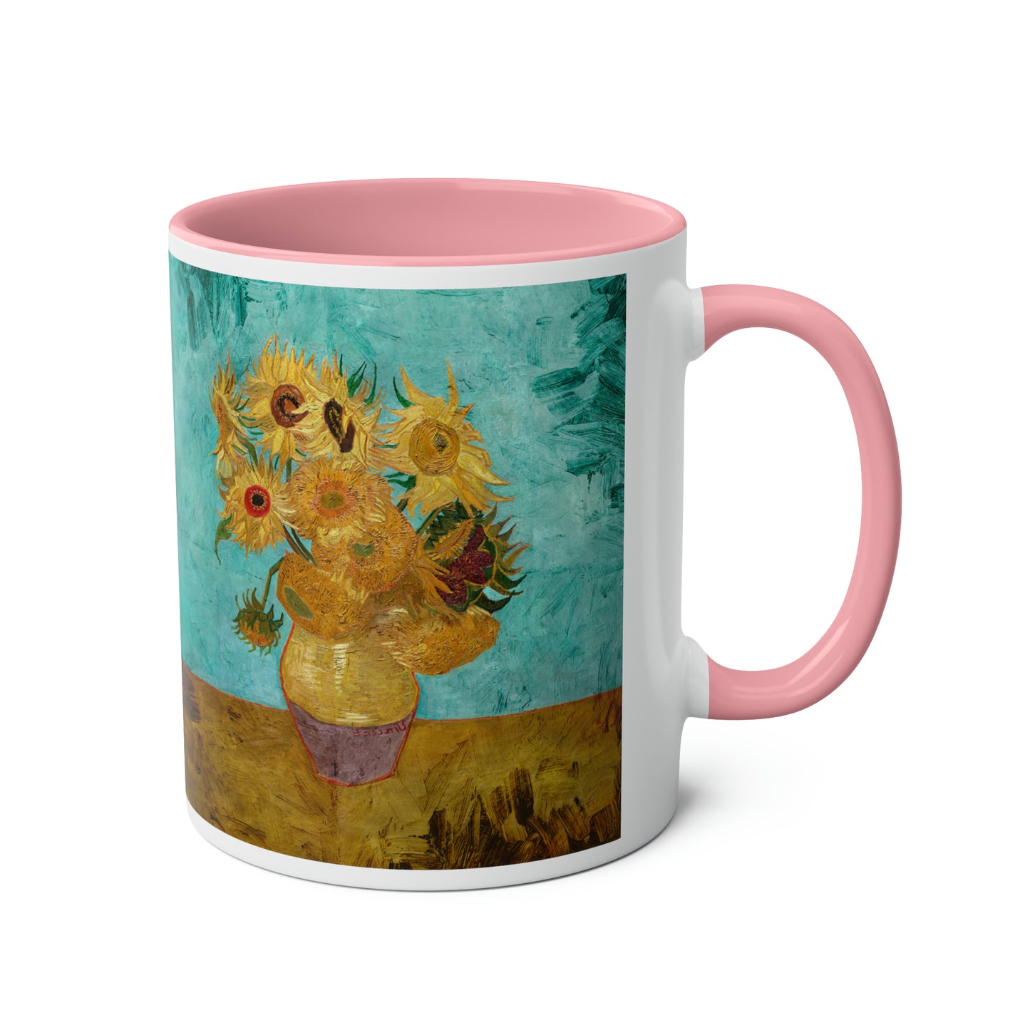 Van Gogh's Vase with Twelve Sunflowers (1888–1889) - Original Fine Art Print Two-Tone Coffee Mugs, 11oz