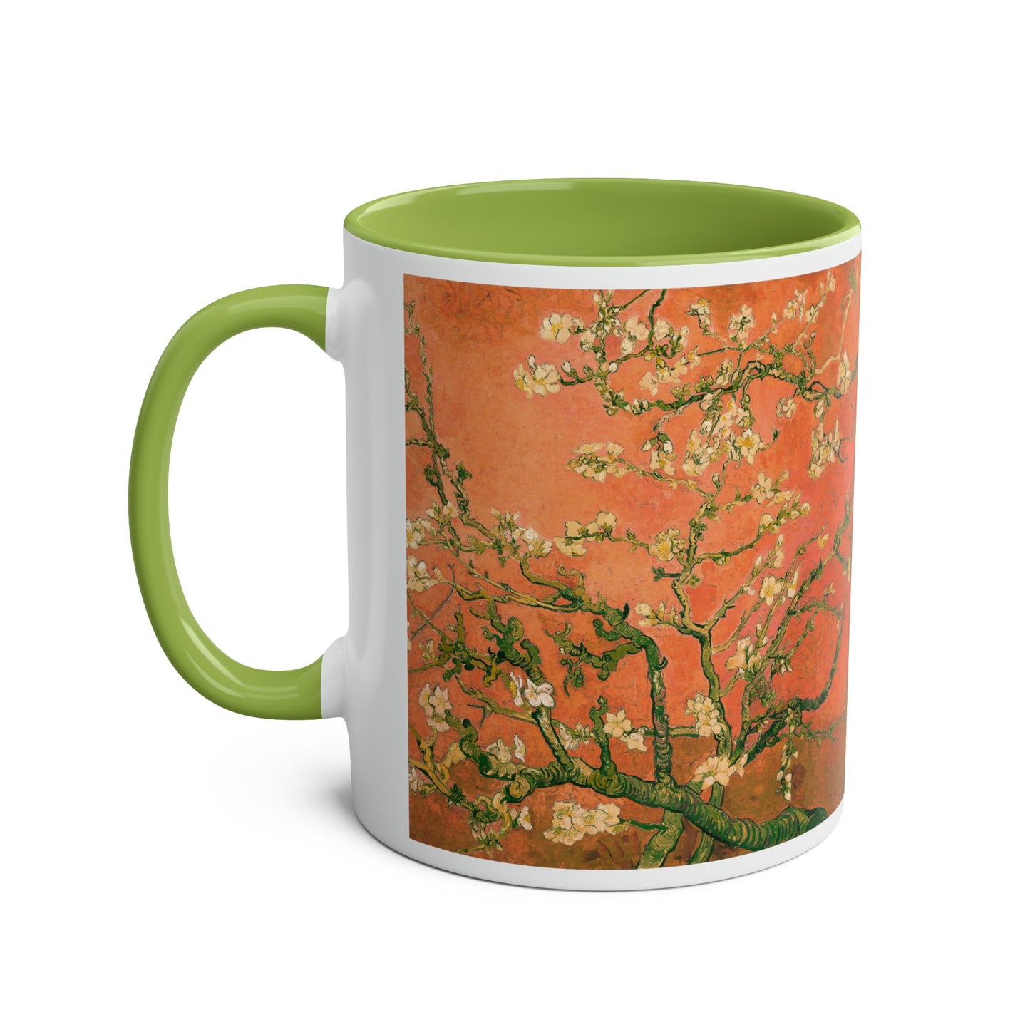 Van Gogh's Almond blossom (1890) - Orange Fine Art Print Two-Tone Coffee Mugs, 11oz